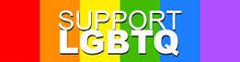 A rainbow flag with the words `` support lgbtq '' written on it.
