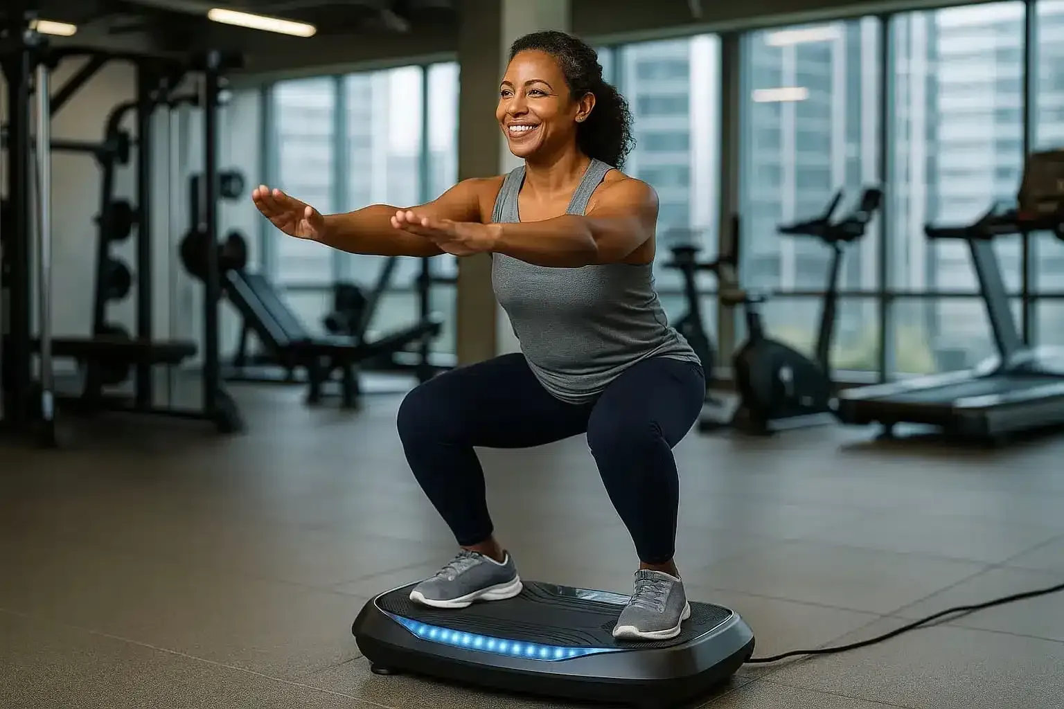 Woman on vibration plate