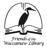 The logo for the friends of the waccamaw library shows a bird sitting on top of an open book. The logo for the friends of the waccamaw library shows a bird sitting on top of an open book.