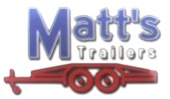 Matt's Trailers logo with blue text above a red trailer graphic