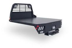 A truck bed with a headache rack attached to it on a white background.