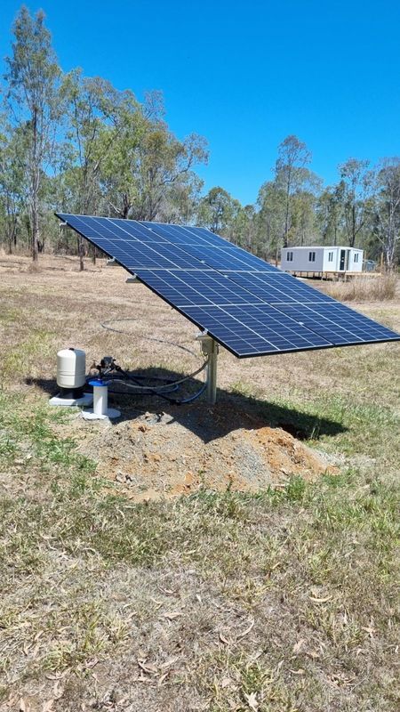 Solar Panel Array in a Field Powering a Well Pump — Wilson's Drilling in South Kolan, QLD