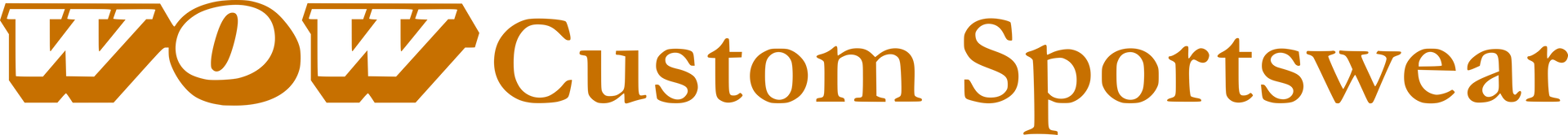 WOW Custom Sportswear logo in orange and white text