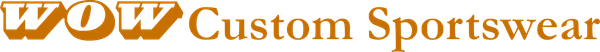 WOW Custom Sportswear logo in orange and white text
