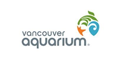Vancouver Aquarium logo with blue text and a colorful fish-and-leaf icon