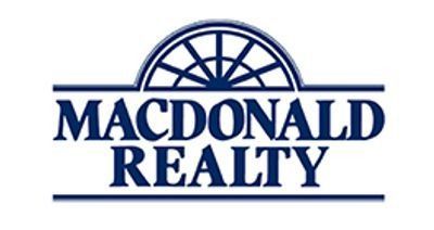 MacDonald Realty logo in navy blue with a stylized arch and window above the name.