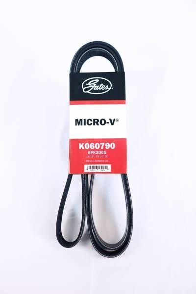 Black Gates Micro-V belt with red and white packaging, on a white background.