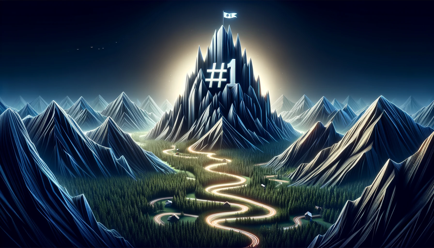 Mountain with #1 on top, representing navigating SEO landscape.