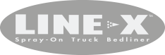 LINE-X Spray-On Truck Bedliner logo on a gray oval background