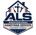 ALS Professional Handyman Services logo with house outline, tools, and red, navy, and gray accents