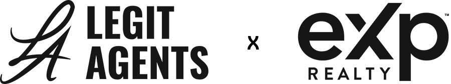 A logo for a real estate company called legit agents x exp realty