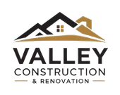 Valley Construction & Renovation logo with stylized black and gold house roof
