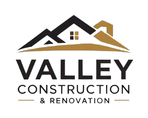 Valley Construction & Renovation logo with stylized black and gold house roof