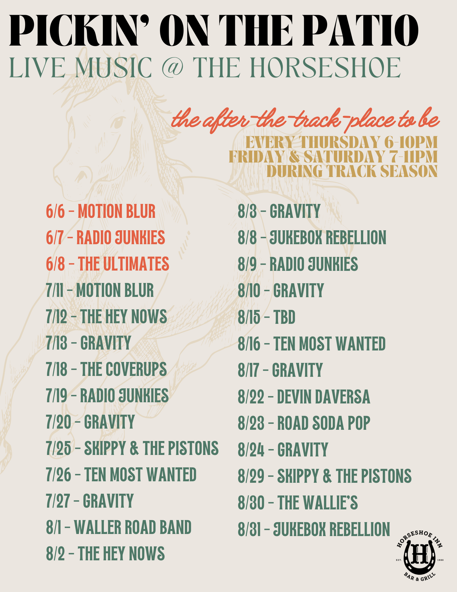 Live Music The Horseshoe Inn Restaurant & Bar Saratoga Springs NY