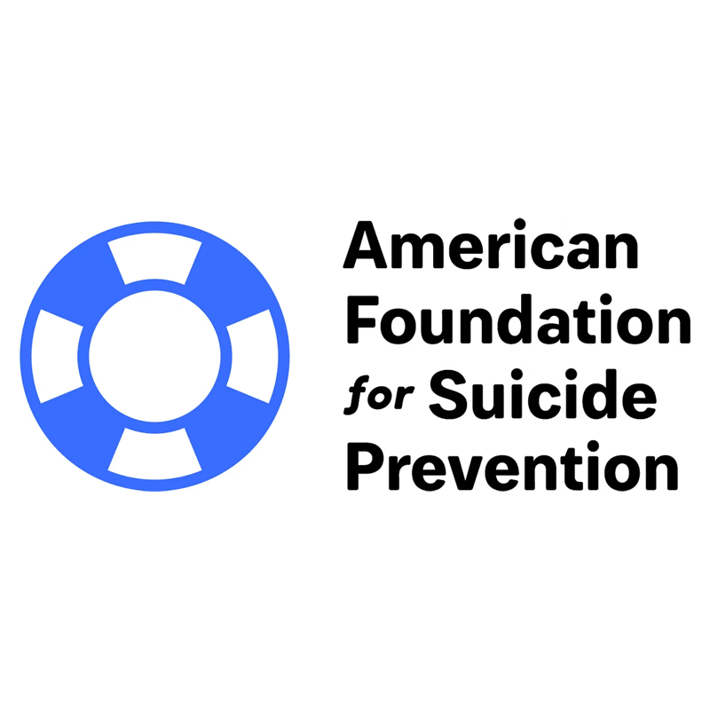 The American Foundation for Suicide Prevention logo: a blue life preserver icon next to the organization's name in text.