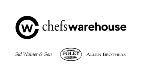The Chefs Warehouse logo centered above the Sid Wainer & Son, Foley, and Allen Brothers brand logos.