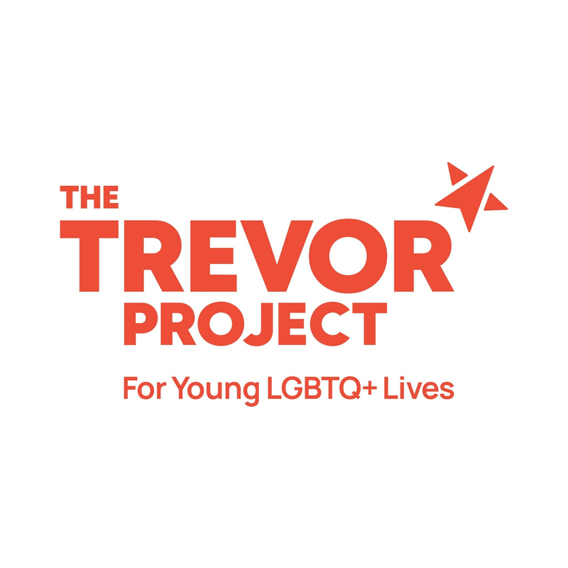 The Trevor Project logo, featuring red text reading "THE TREVOR PROJECT" and "For Young LGBTQ+ Lives" with a star icon.
