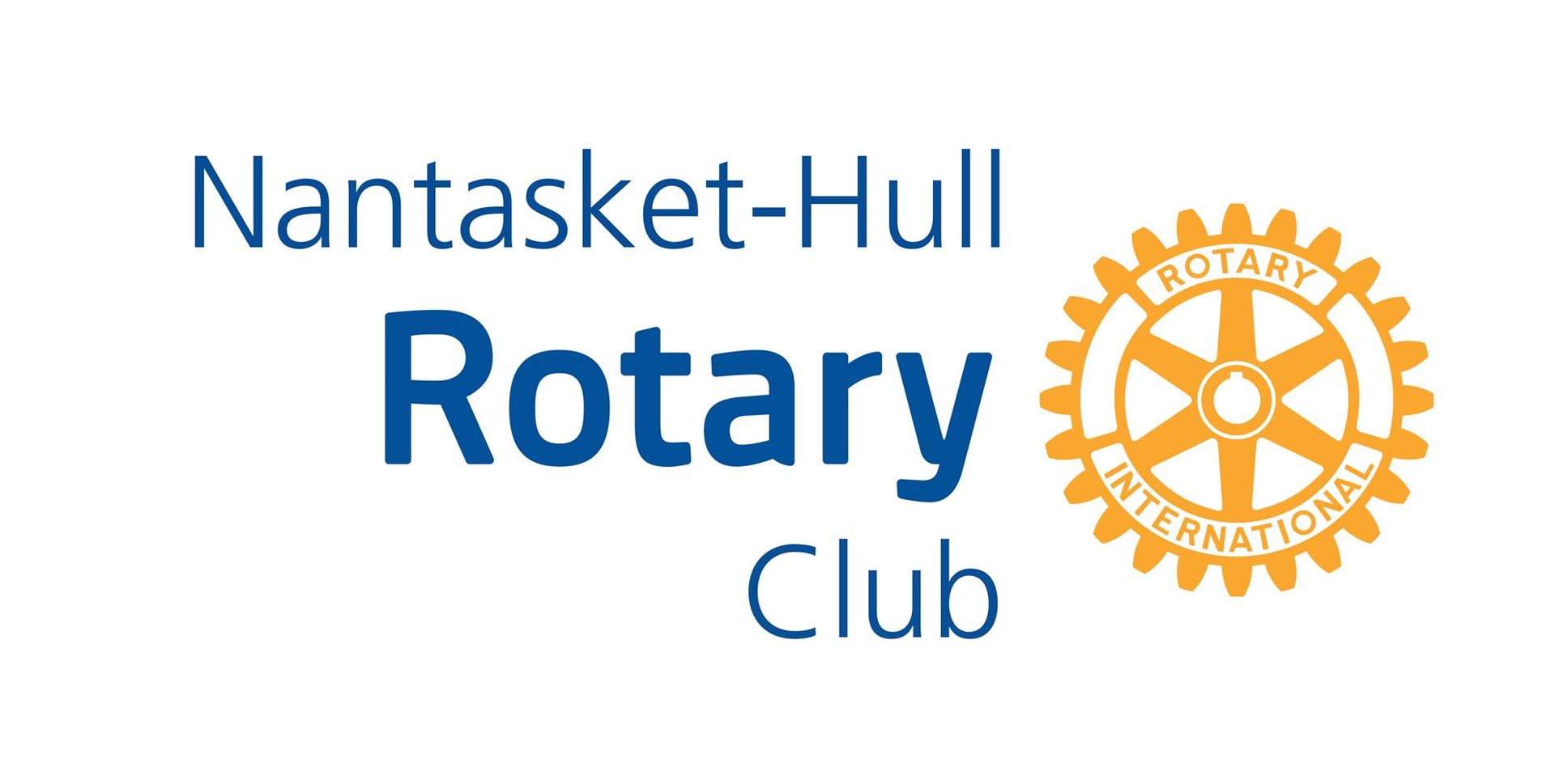 Logo for the Nantasket-Hull Rotary Club, featuring the text in blue and the yellow Rotary International gear emblem.