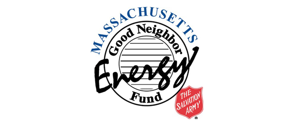 Logo for the Massachusetts Good Neighbor Energy Fund featuring a globe icon and the Salvation Army shield.