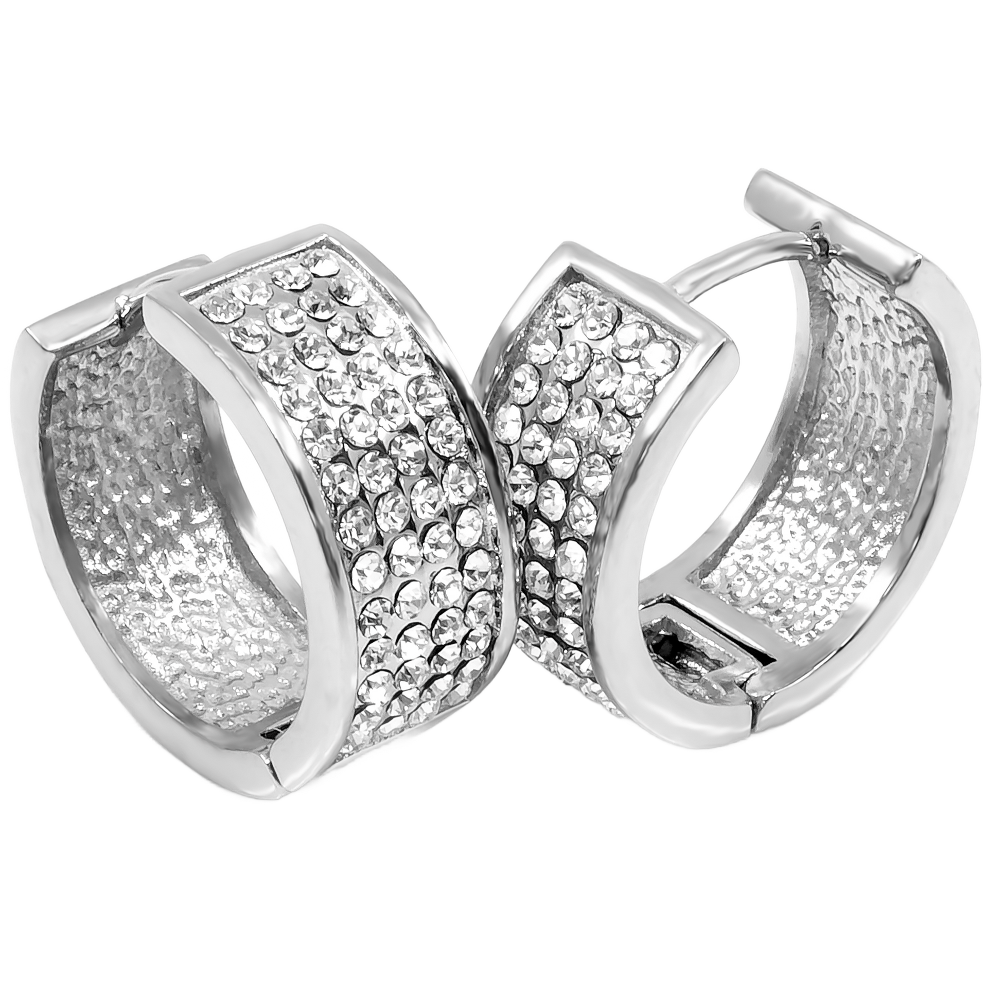 Unbranded jewelry. Stainless steel earrings isolated.