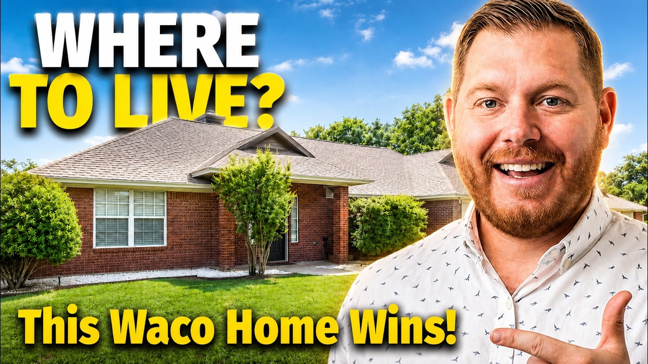 Thumbnail of a brick house with a smiling man and text: “Where to live? This Waco home wins!”