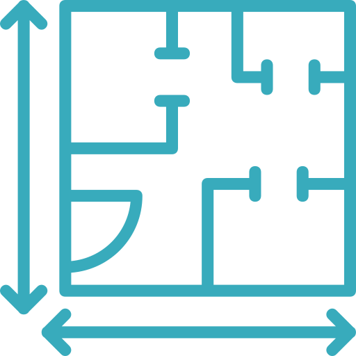 Floor plan with dimensions indicated by arrows.