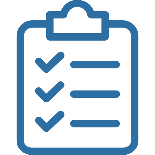 Blue checklist with three checked items.