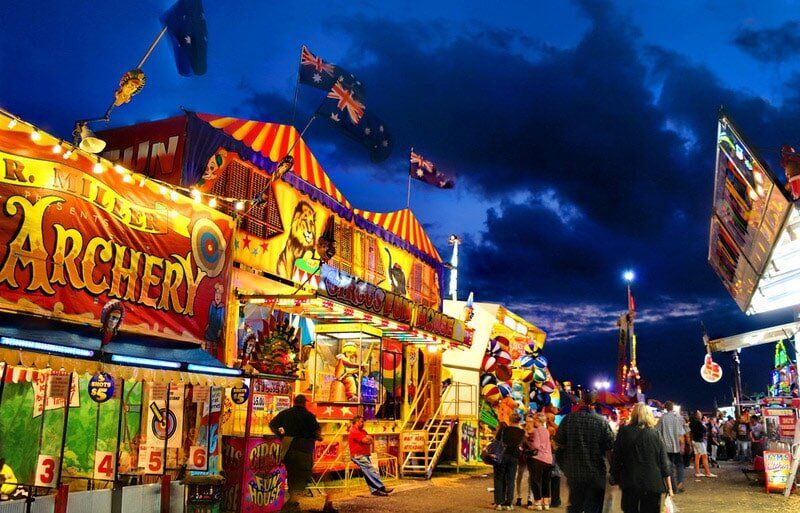 People And View Of Showgrounds Night — Blatherskite Park in Alice Springs, NT