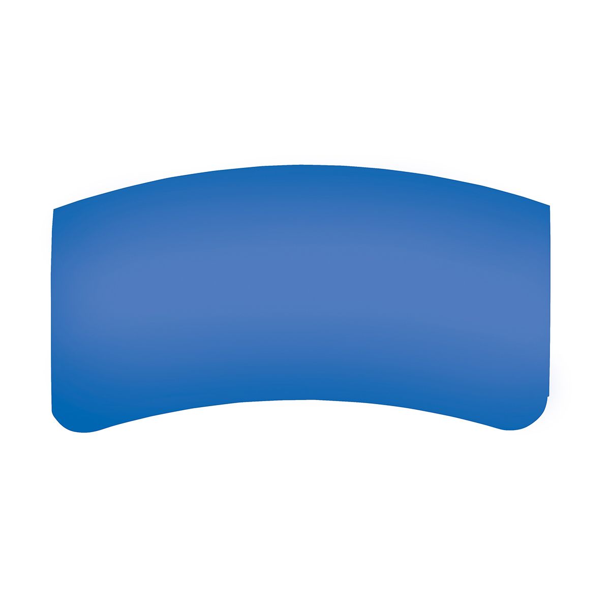 Blue curved rectangular banner with rounded ends on a white background