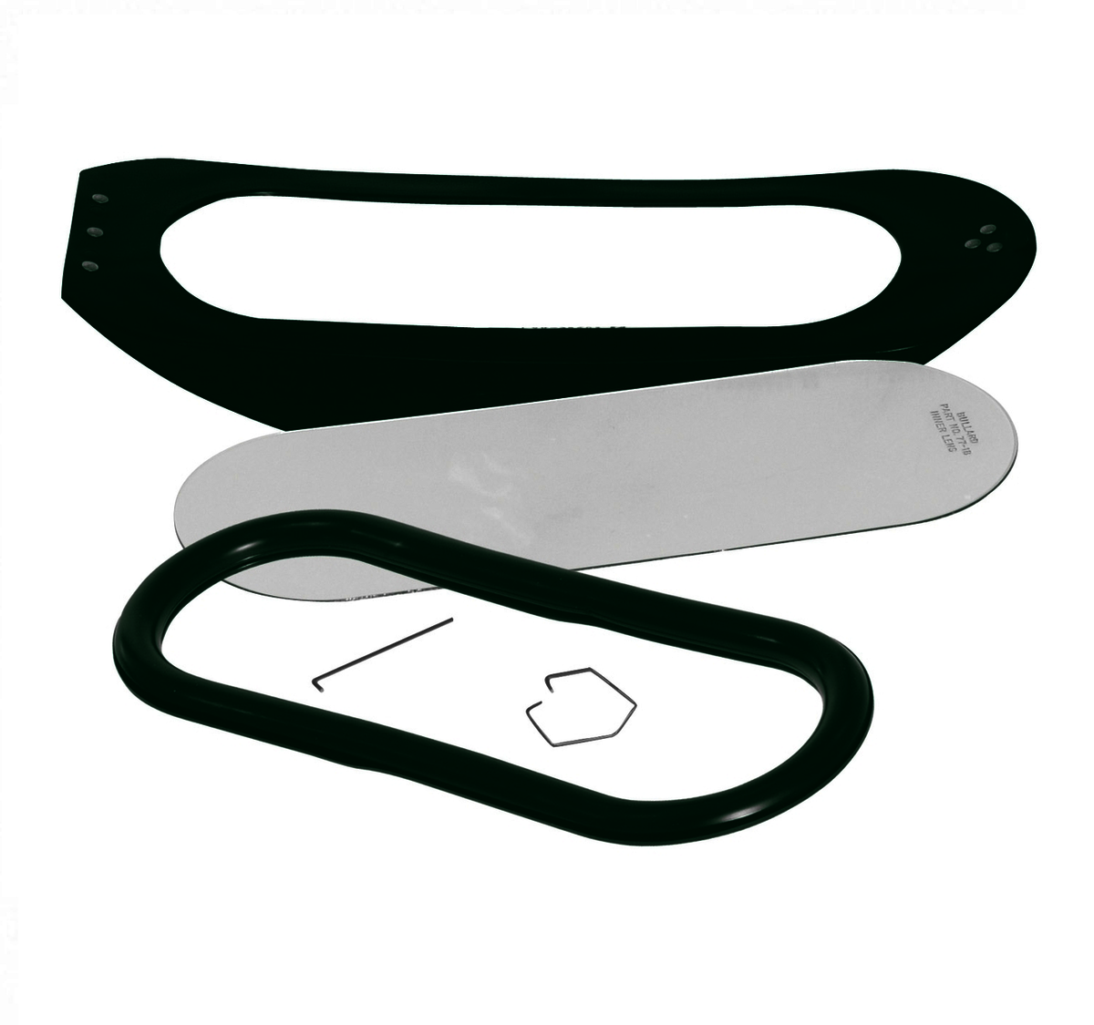 Three oval silicone bottle opener grips in black and gray on a white background