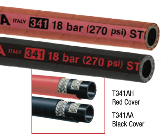 T341AH / T341AA dust collector, 270 PSI Chlorobutyl Braided Steam Hose