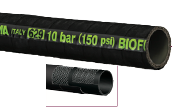 T629AA dust collector, 150 PSI Black Biofuel Petroleum S & D Hose