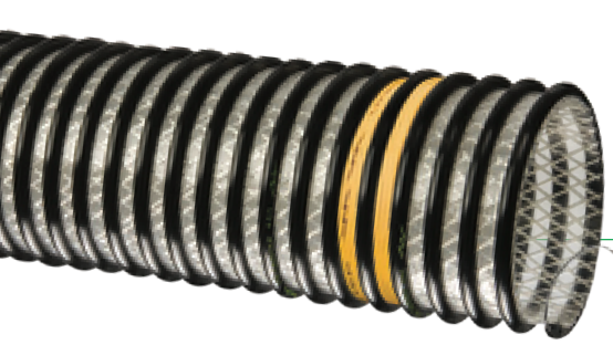 VLT-SD dust collector, Heavy-Duty Food Grade, Charge Reducing Polyurethane, Fabric Reinforced, Material Handling Hose with Grounding Wire