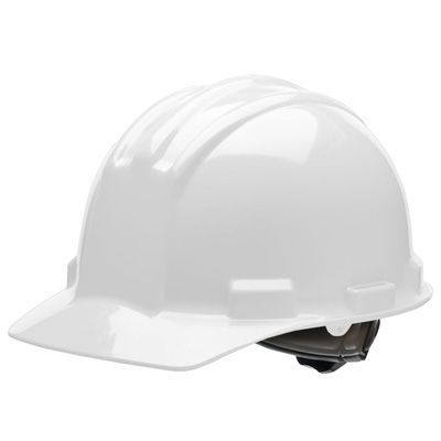 White construction hard hat on a white background