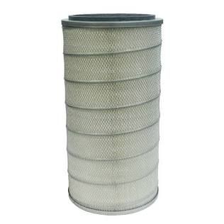 White cylindrical mesh air filter cartridge with dark top rim on a plain background