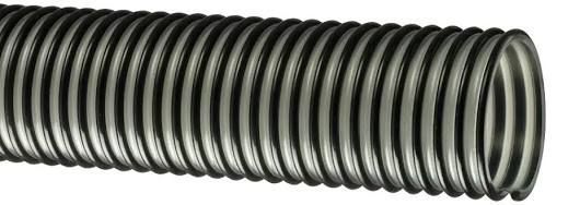 Coiled black corrugated hose or spring tube on a white background