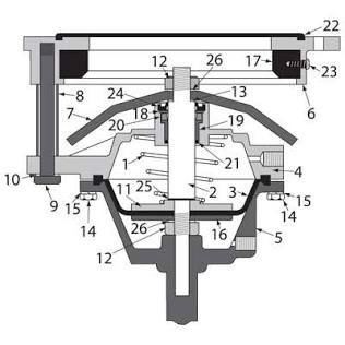Labeled technical cross-section diagram of a mechanical device with numbered parts.