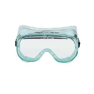 Clear light blue protective swim goggles on a white background