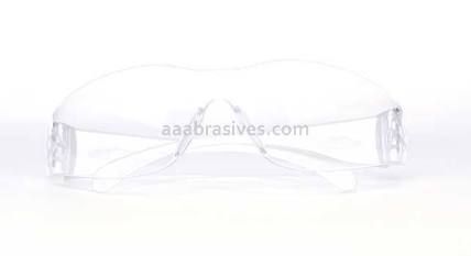 Clear protective safety glasses with side shields on a white background