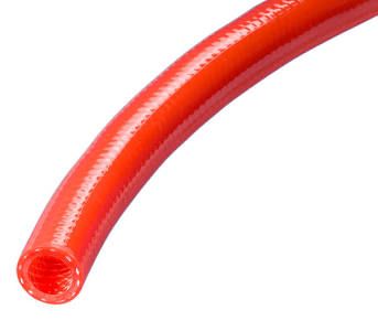 Close-up of a red translucent flexible plastic tube