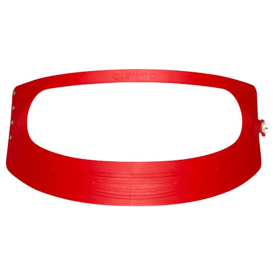 Red plastic oval pet collar with an adjustable buckle clasp