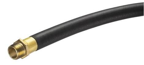 Black hose with brass threaded connector end