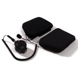 Black over-ear headphones with a cable and two black fabric earpads on a white background