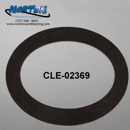 Black oval gasket with “CLE-02369” printed in center on white background.
