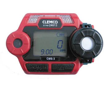 Red CLEMO CMS-3 watch-style device with a digital display and large side controls