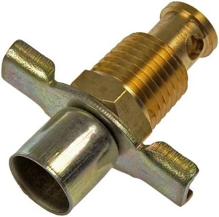 Brass and silver metal valve fitting with a winged handle and threaded end