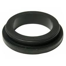 Black rubber gasket or seal ring on a white background