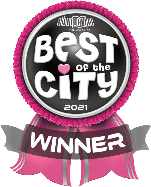 a pink ribbon with the words best of the city on it