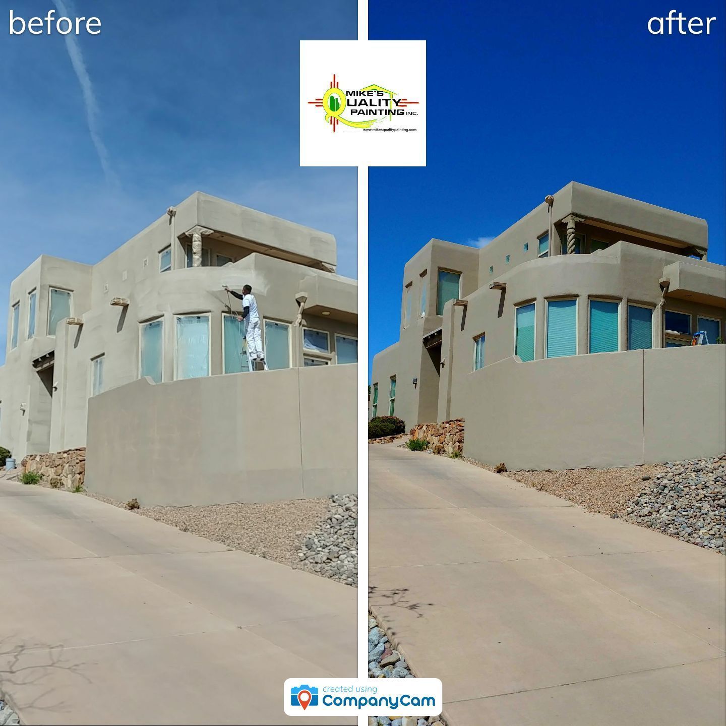 a picture of a house before and after being painted