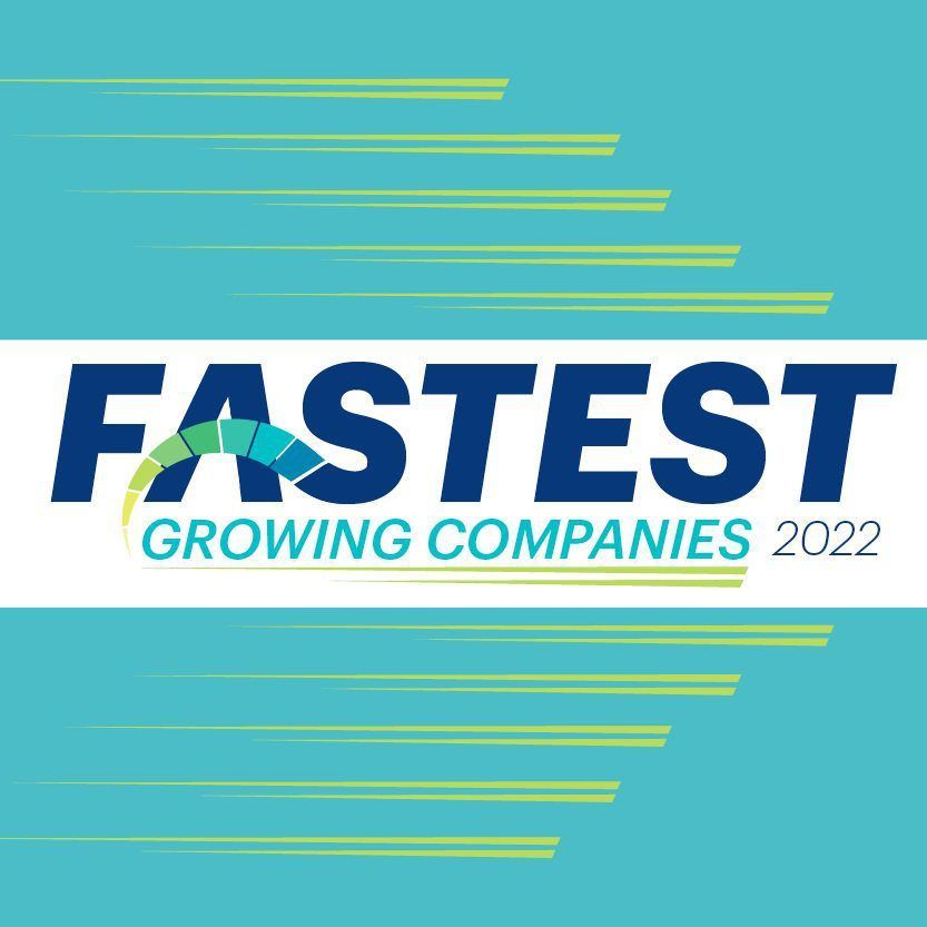 a logo for fastest growing companies 2022 with a blue background .